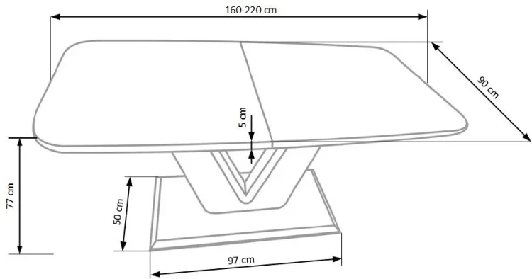 Stół rozkładany Mistral 160 - 220 cm biały połysk glamour