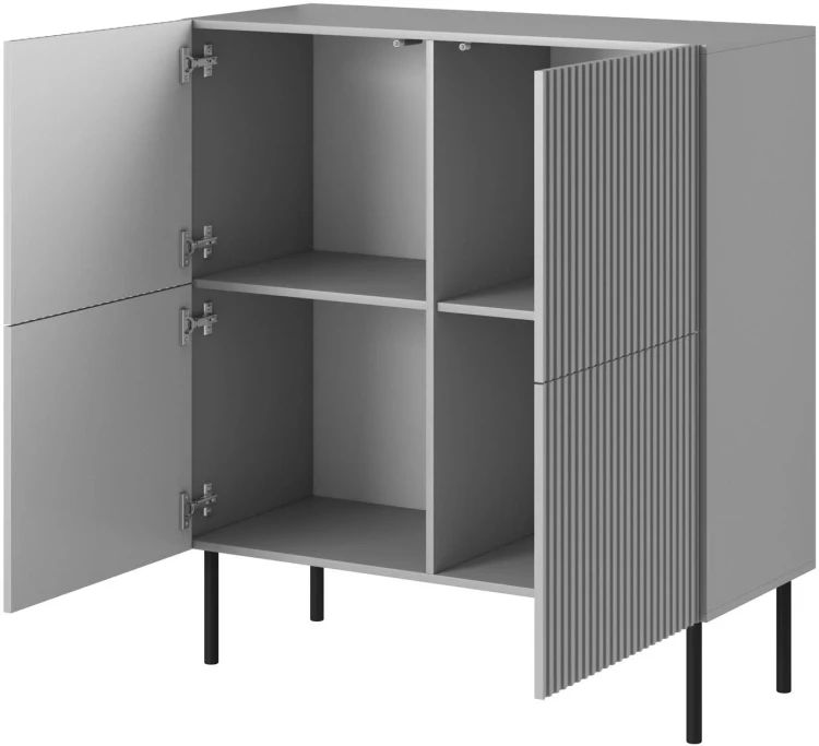 Komoda Asensio KM-2 100 cm 4-drzwiowa jasny popiel czarne nogi