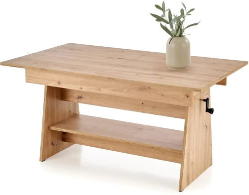 Ławostół rozkładany Erika 120-160 cm z podnoszonym blatem dąb artisan