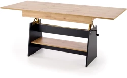 Ławostół rozkładany Erika 120-160 cm z podnoszonym blatem dąb artisan / czarny