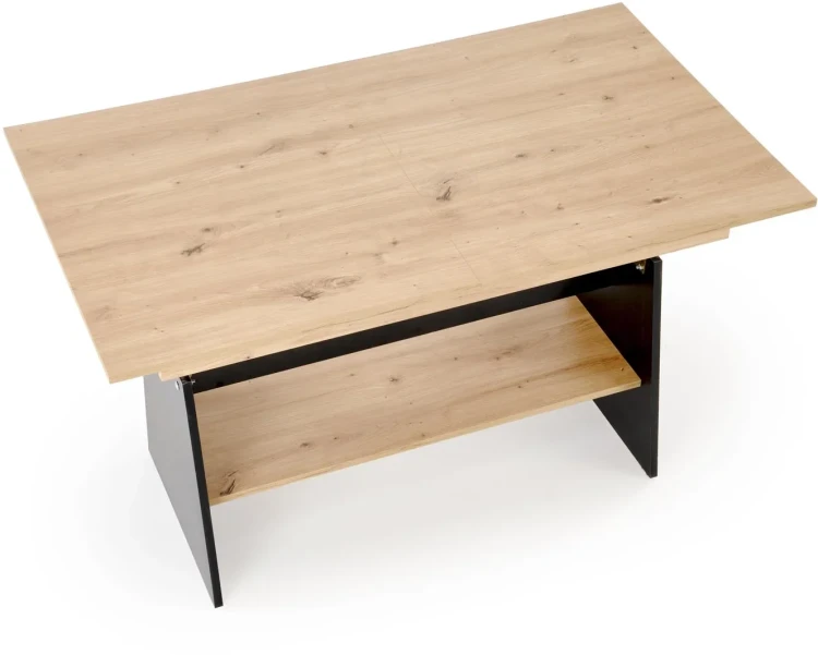 Ławostół rozkładany Erika 120-160 cm z podnoszonym blatem dąb artisan / czarny