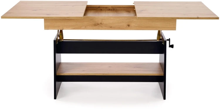 Ławostół rozkładany Erika 120-160 cm z podnoszonym blatem dąb artisan / czarny