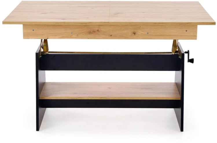 Ławostół rozkładany Erika 120-160 cm z podnoszonym blatem dąb artisan / czarny