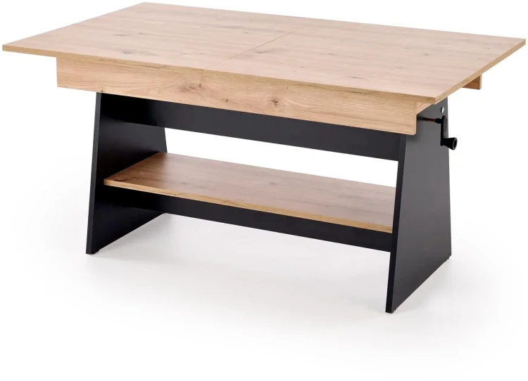 Ławostół rozkładany Erika 120-160 cm z podnoszonym blatem dąb artisan / czarny