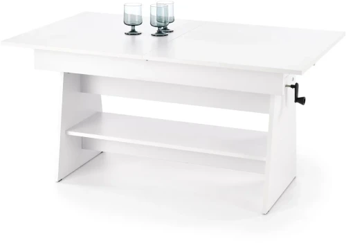 Ławostół rozkładany Erika 120-160 cm z podnoszonym blatem biały