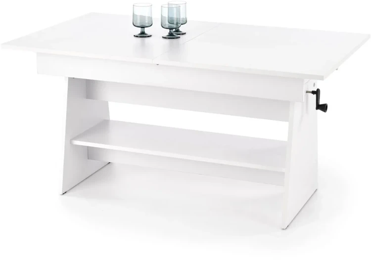 Ławostół rozkładany Erika 120-160 cm z podnoszonym blatem biały