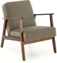 Fotel tapicerowany Milano 1S w tkaninie Castel styl retro oliwkowy