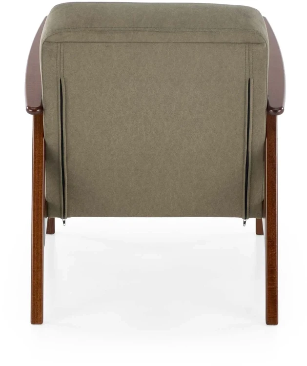 Fotel tapicerowany Milano 1S w tkaninie Castel styl retro oliwkowy