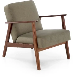 Fotel tapicerowany Milano 1S w tkaninie Castel styl retro oliwkowy