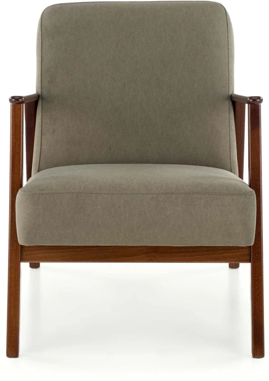 Fotel tapicerowany Milano 1S w tkaninie Castel styl retro oliwkowy