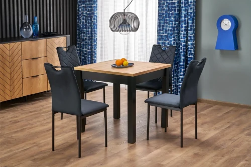 Stół rozkładany Qubik 80-200 cm dąb artisan z czarnymi nogami