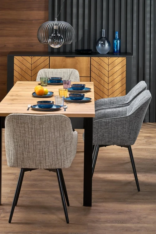 Stół rozkładany Qubik 80-200 cm dąb artisan z czarnymi nogami