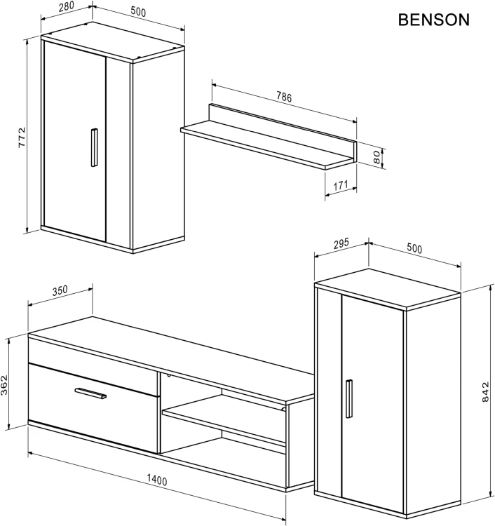 Zestaw mebli do salonu Benson dąb artisan / kaszmir