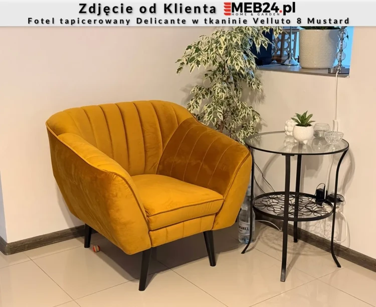 Fotel tapicerowany Delicante w stylu skandynawskim - zdjęcie od klienta