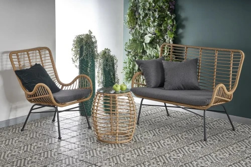 Sofa ogrodowa Ikaro XL w stylu boho naturalny / popielaty