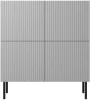 Komoda Asensio KM-2 100 cm 4-drzwiowa jasny popiel czarne nogi