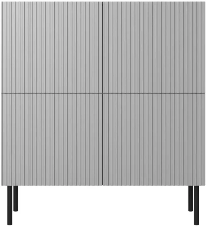 Komoda Asensio KM-2 100 cm 4-drzwiowa jasny popiel czarne nogi