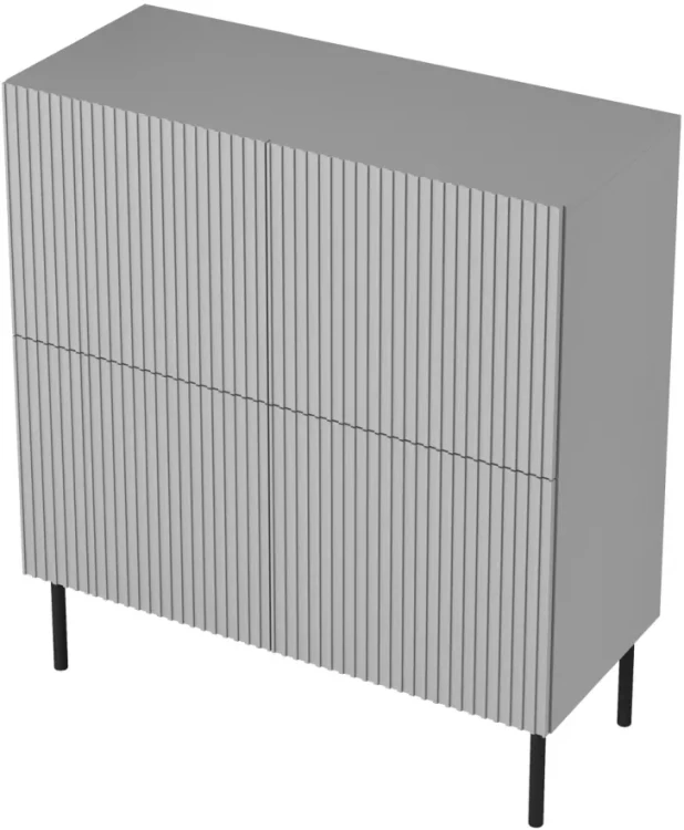 Komoda Asensio KM-2 100 cm 4-drzwiowa jasny popiel czarne nogi