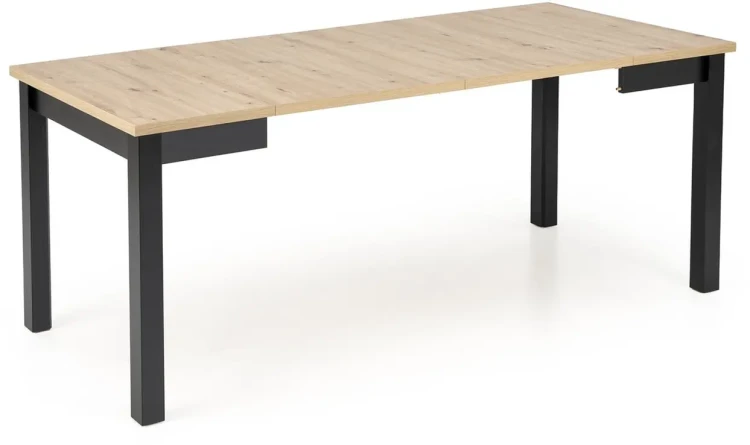 Stół rozkładany Qubik 80-200 cm dąb artisan z czarnymi nogami