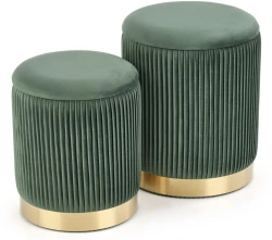 Zestaw 2 puf Monty glamour ciemny zielony / złoty