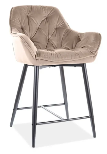Hoker tapicerowany Cherry H-2 Velvet Bluvel 28 beż