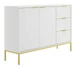 Komoda Austin 150 cm z 3 szufladami do salonu biały/złoty