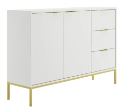 Komoda Austin 150 cm z 3 szufladami do salonu biały/złoty