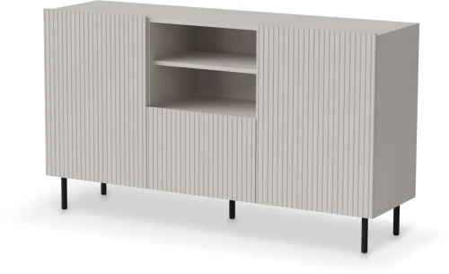 Komoda Paxos 1 ryflowane fronty do salonu 150 cm kaszmir/czarny