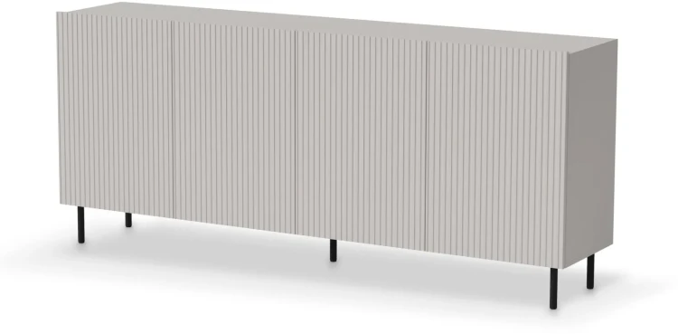 Komoda Paxos 2 ryflowane fronty do salonu 180 cm kaszmir/czarny