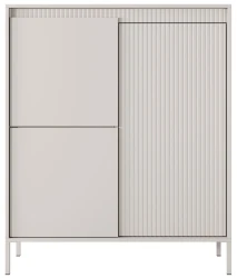 Komoda wysoka Senso 3-drzwiowa z ryflowanym frontem 103 cm beżowa