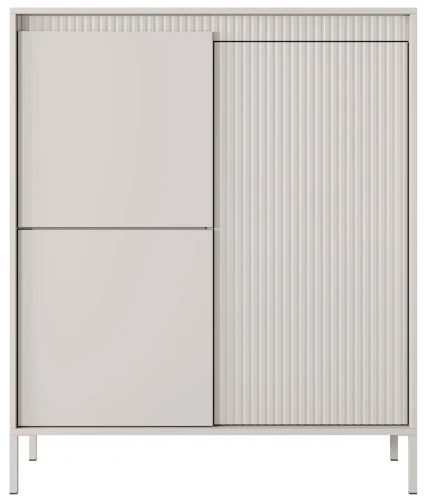 Komoda wysoka Senso 3-drzwiowa z ryflowanym frontem 103 cm beżowa