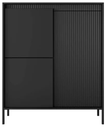 Komoda wysoka Senso 3-drzwiowa z ryflowanym frontem 103 cm czarna