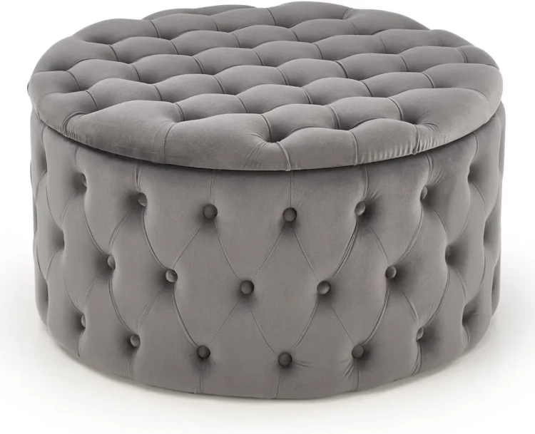 Pufa Nunez 70 cm ze schowkiem velvet popielata