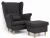 Fotel uszak Lusario z podnóżkiem ciemny szary z pikowanym oparciem i schowkiem