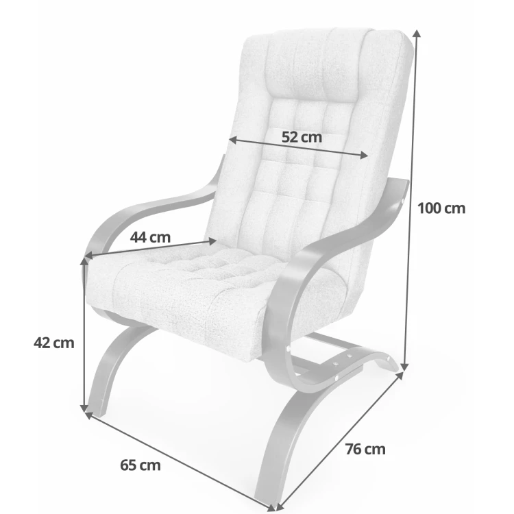 Fotel tapicerowany Finka Sisu gładki na bukowym stelażu do salonu - wymiary