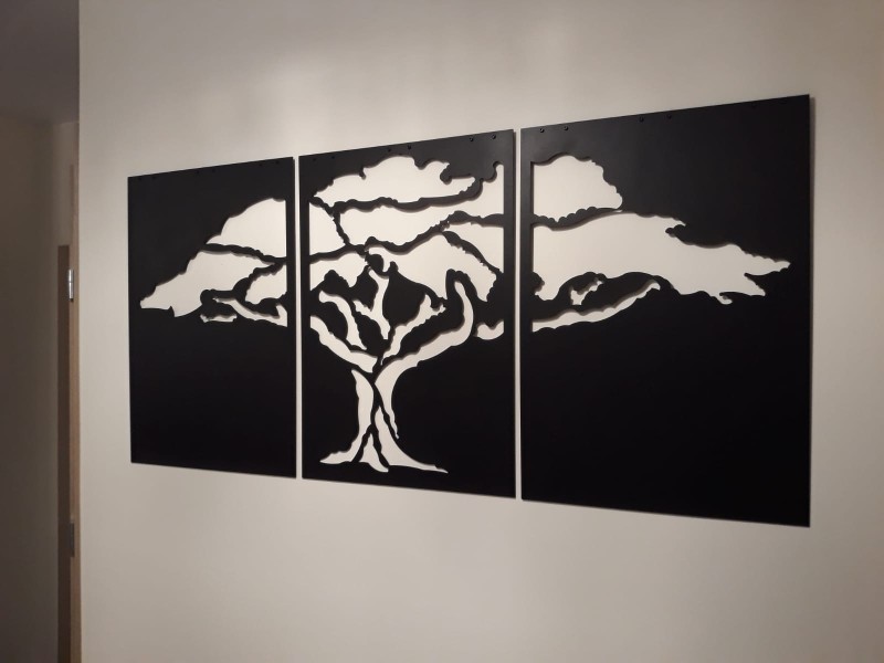 Metalowa dekoracja ścienna Drzewo negatyw duże
