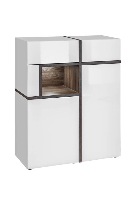 Meblościanka Cross biały/biały połysk/Perla Elm