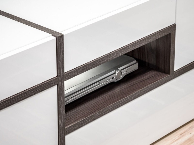 Meblościanka Cross biały/biały połysk/Perla Elm