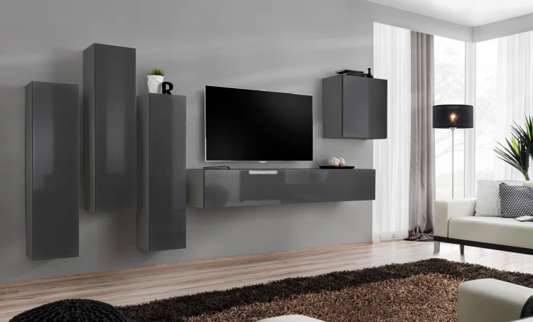 Meblościanka Switch III korpus grafit mat / front grafit połysk