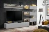 Meblościanka Silk 240 cm zestaw 6 elementów z oświetleniem LED do salonu szary