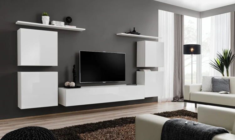 Meblościanka Switch IV  korpus biały mat / front biały połysk