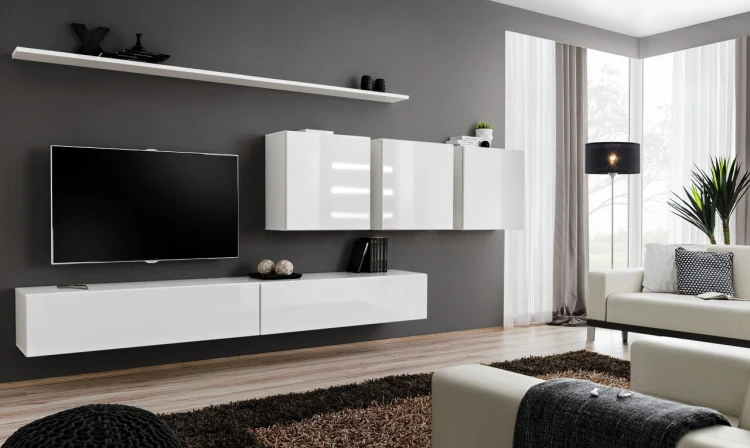Meblościanka Switch VII korpus biały mat / front biały połysk