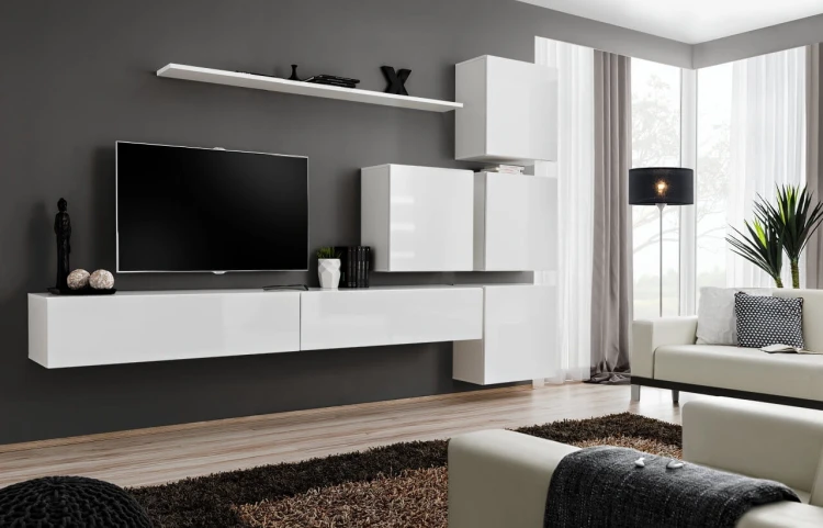 Meblościanka Switch IX korpus biały mat / front biały połysk