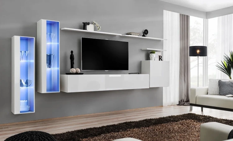 Meblościanka Switch XI korpus biały mat / front biały połysk