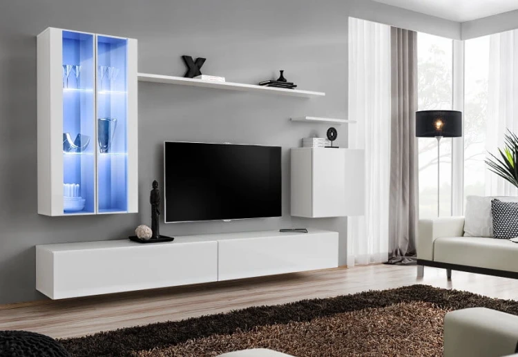 Meblościanka Switch XII korpus biały mat / front biały połysk