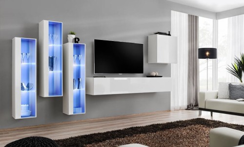 Meblościanka Switch XIII korpus biały mat / front biały połysk