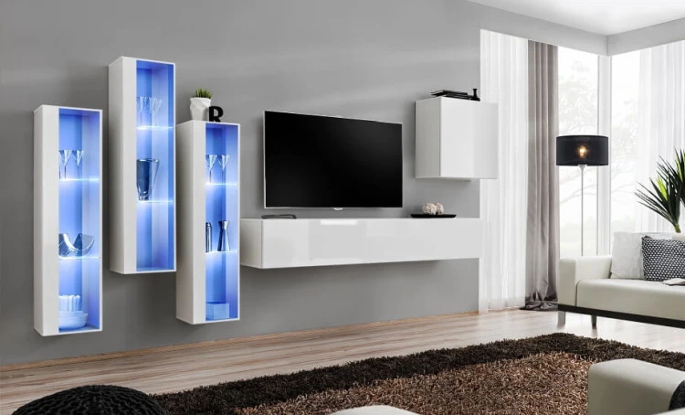 Meblościanka Switch XIII korpus biały mat / front biały połysk