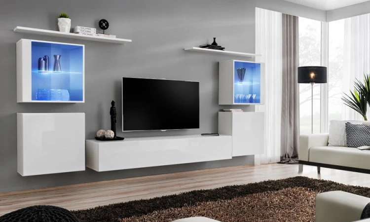 Meblościanka Switch XIV korpus biały mat / front biały połysk