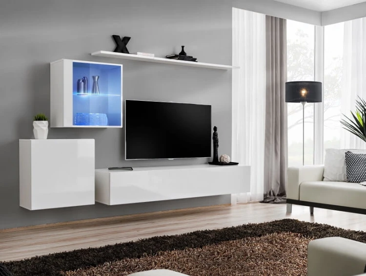 Meblościanka Switch XV korpus biały mat / front biały połysk