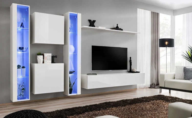 Meblościanka Switch  XVI korpus biały mat / front biały połysk